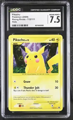 CGC 7.5 Pikachu 2009 Rising Rivals 112/111 Holo SWIRL Pokemon Card - Image 1