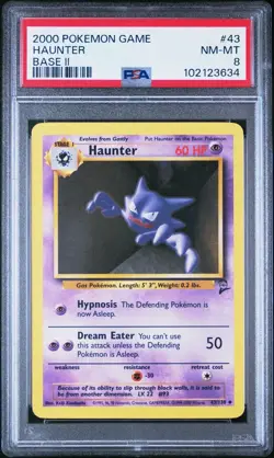 2000 Pokemon Base 2 # 43 Haunter PSA 8 Card NM-MINT! Trusted Seller! Free Ship! - Image 1