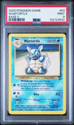 2000 Pokemon Base 2 # 63 Wartortle PSA 9 Card MINT! Trusted Seller Free Shipping - Image 1