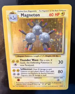 Pokemon Magneton 9/102 Holo Rare 1999-2000 4th Print UK Base Set Rare Played - Image 1