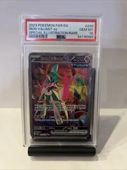 Pokemon TCG Iron Valiant EX Paradox Rift 249/182 Special Illustration PSA 10 - Image 1