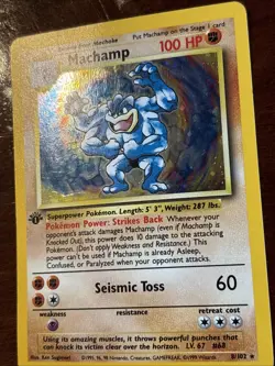 Pokemon Base Set Machamp 1st Edition 8/102 Holo Rare LP - Image 3