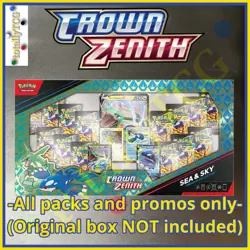 Pokemon Crown Zenith Sea & Sky Box (SHIPPED WITHOUT ORIGINAL BOX) - 14x Boosters - Image 1