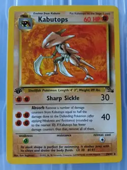 First Edition KABUTOPS 24/62 Non Holo Rare WOTC Fossil Pokemon Card NM Unplayed - Image 1