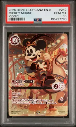 2025 DISNEY LORCANA EN 9-FABLED ICONIC MICKEY MOUSE - BRAVE LITTLE PRINCE PSA 10 - Image 1
