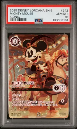 DISNEY LORCANA 2025 EN9 MICKEY MOUSE BRAVE LITTLE PRINCE ICONIC 242/204 PSA 10 - Image 1
