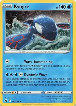 Kyogre - 036/159 (Cosmos Holo Rare) - Pokemon TCG Crown Zenith (2023) - NM - Image 1