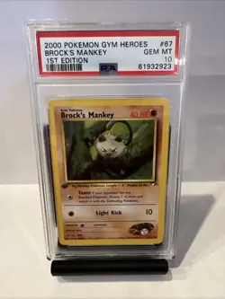 Pokemon TCG Brock's Mankey Gym Heroes 1st Edition Common Card 68/132 PSA 10 - Image 1