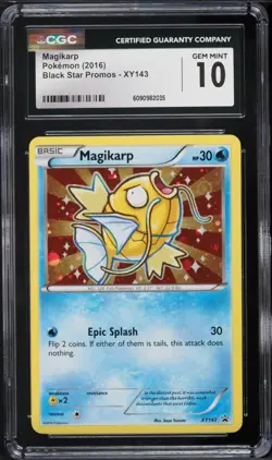 CGC 10 GEM MINT Magikarp 2016 Black Star Promos XY143 Holo Pokemon Card - Image 1