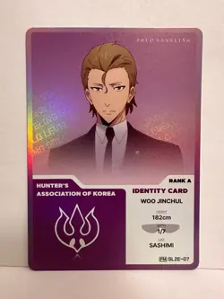 Solo Leveling Card Woo Jinchul Identity Card Rank A PM SL2E 07 Hunters Associati - Image 1