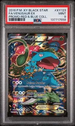 2016 POKEMON XY BLACK STAR PROMO #XY123 FA/VENUSAUR EX RED & BLUE PSA 9 (Q558 - Image 1