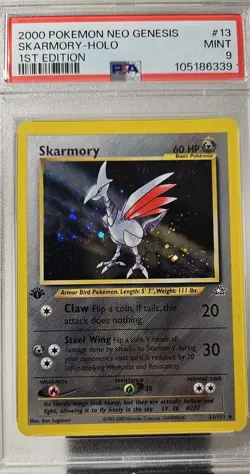 2000 Pokemon Neo Genesis #13 Skarmory 1st Edition Holo PSA 9 - Image 1