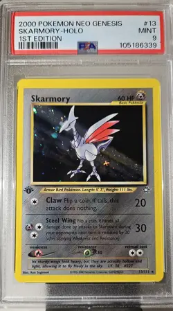 2000 Pokemon Neo Genesis #13 Skarmory 1st Edition Holo PSA 9 - Image 3