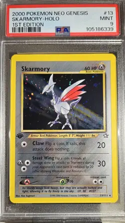 2000 Pokemon Neo Genesis #13 Skarmory 1st Edition Holo PSA 9 - Image 5