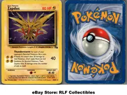 1999 Pokemon, Fossil, #30/62 Zapdos, Rare (b) - Image 1
