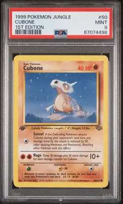 1999 POKEMON JUNGLE 1ST EDITION #50 CUBONE PSA 9 - Image 1