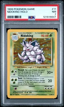 1999 POKEMON BASE SET UNLIMITED #11 NIDOKING-HOLO PSA 7 - Image 1