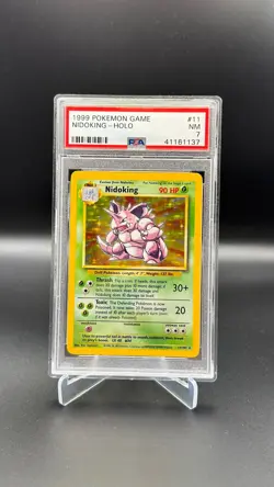 1999 Pokemon Game Base Set Unlimited Nidoking Holo #11 PSA 7 NM - Image 1