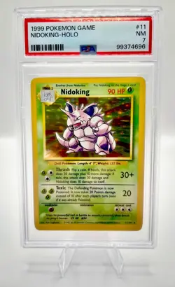 1999 Nidoking Holo PSA 7 Unlimited #11/102 Base Set Game Rare Pokemon Card - Image 1