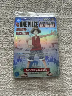 Bandai Namco One Piece CCG Monkey.D.Luffy US Voyage Promo Holo Card P-055 - Image 1