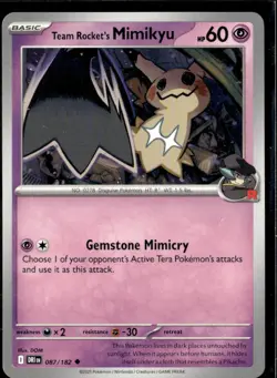 Pokemon Team Rocket's Mimikyu 87/182 Destined Rivals Non Holo 2 Card Lot - Image 1