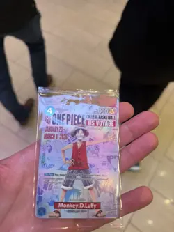 One Piece Monkey.D.Luffy US College Basketball Promo Card In-Hand - Image 1