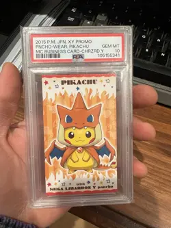 Pokemon 2015 Japanese PSA 10 Poncho Wearing Pikachu Business Card Charizard Y - Image 1