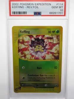 PSA 10 GEM MINT Pokemon Koffing Expedition Reverse Holo #114 2002 - Image 1
