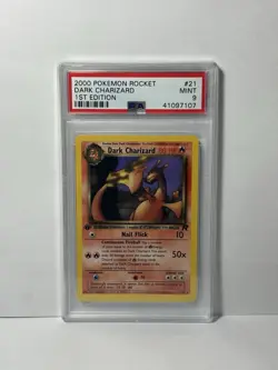 Pokemon Dark Charizard TCG 21/82 Non-Holo Rare 1st Edition PSA 9 - Image 1