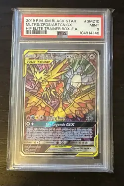 2019 POKEMON SM BLACK STAR PROMO FULL ART/MOLTRES & ZAPDOS & ARTICUNO GX PSA 9 - Image 1