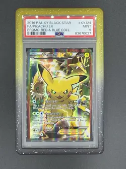 Pokemon Pikachu EX XY124 Black Star Promo Full Art Holo Red & Blue PSA 9 - Image 1