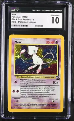 2000 Pokemon League Black Star Promo MEW Holo #9 CGC 10 GEM MINT - Image 1