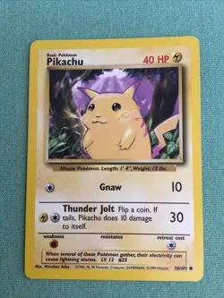 Pokemon - “Yellow Cheeks” Pikachu 58/102 - Base Set Unlimited -New - Image 1