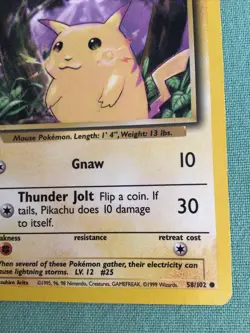 Pokemon - “Yellow Cheeks” Pikachu 58/102 - Base Set Unlimited -New - Image 5
