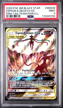 ESPEON & DEOXYS GX 2020 POKEMON SUN & MOON BLACK STAR PROMO SM240 PSA 9 - Image 1