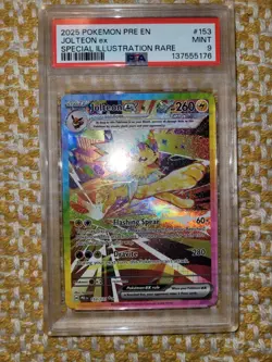 2025 Pokemon Pre EN- Jolteon EX #153 Special Illustration Rare PSA 9 - Image 1
