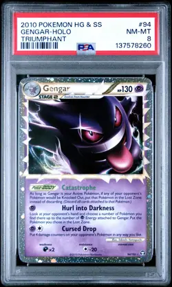 2010 POKEMON HEARTGOLD & SOULSILVER TRIUMPHANT #94 GENGAR-HOLO PSA 8 - Image 1