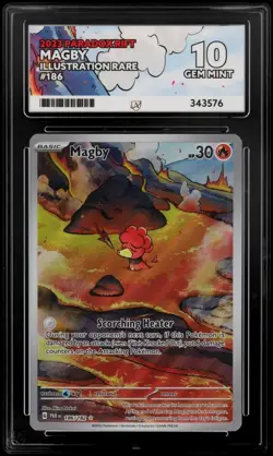 ACE 10 Magby 186/182 Illustration Rare Paradox Rift Full Art PSA Pokemon Card - Image 1
