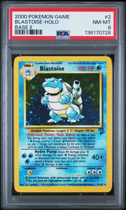 2000 POKEMON BASE SET 2 #2 BLASTOISE-HOLO PSA 8 - Image 1
