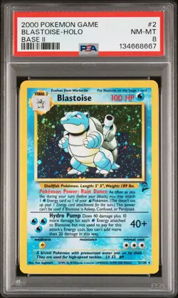 2000 POKEMON BASE SET 2 #2 BLASTOISE-HOLO PSA 8 - Image 1