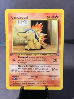 Pokemon TCG Cyndaquil #57/111 1st Edition Non Holo Neo Genesis 2000 VTG WOTC MP - Image 1