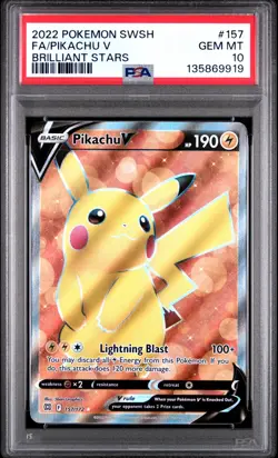 PSA 10 PIKACHU V #157 FULL ART 2022 POKEMON SWORD & SHIELD BRILLIANT STARS - Image 1