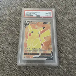 2022 POKEMON SWORD & SHIELD BRILLIANT STARS #157 FULL ART/PIKACHU V PSA 10 - Image 1