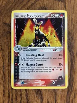 Team Magma's Houndoom 10/95 EX Team Magma Pokemon Card Holo Foil Rare MP / HP - Image 1