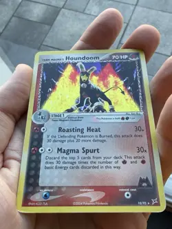 Team Magma's Houndoom 10/95 EX Team Magma Pokemon Card Holo Foil Rare MP / HP - Image 3