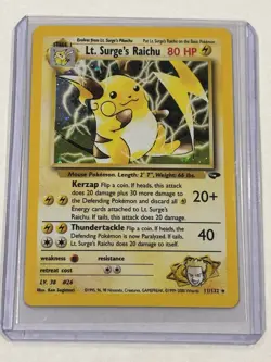 Lt. Surge's Raichu - 11/132 - Pokemon Gym Challenge Unlimited Holo Rare Card NM - Image 1