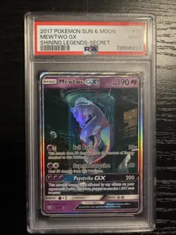 Pokemon TCG Shining Legends Mewtwo GX Secret Rare Card 78/73 PSA 9 Mint 2017 #78 - Image 1