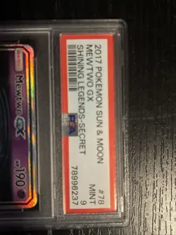 Pokemon TCG Shining Legends Mewtwo GX Secret Rare Card 78/73 PSA 9 Mint 2017 #78 - Image 3
