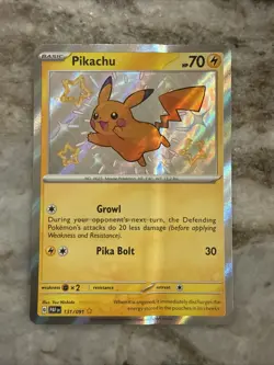 Pokemon Pikachu TCG Holo Shiny Rare Card Paldean Fates 131/091 - Image 1