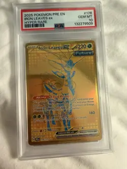 PSA 10 POKEMON PRISMATIC EVOLUTIONS HYPER RARE 176 IRON LEAVES EX ERROR TEXTURE - Image 1